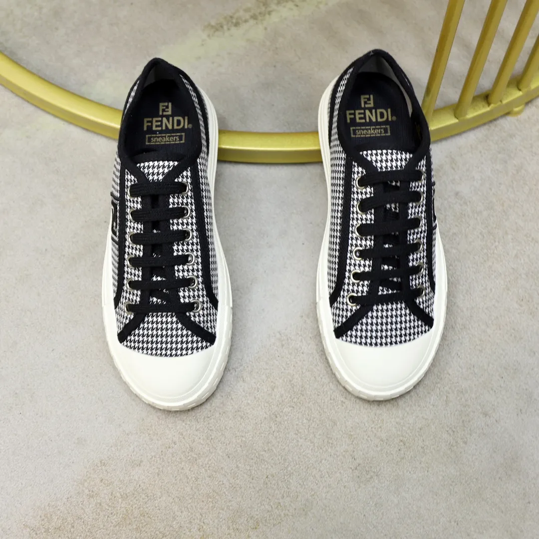 Men's men's shoes 💰380 [New style] 🍿🍿Fendi 👫Couple style low-top canvas shoes, Fendi 2024 spring and summer new lace-up canvas shoes, upper FF jacquard fabric, decorated with same-color satin trim, soles FF engraved decoration, soft elastic foot feel, perfect foot comfort! Size: 35-40 Male 38-45